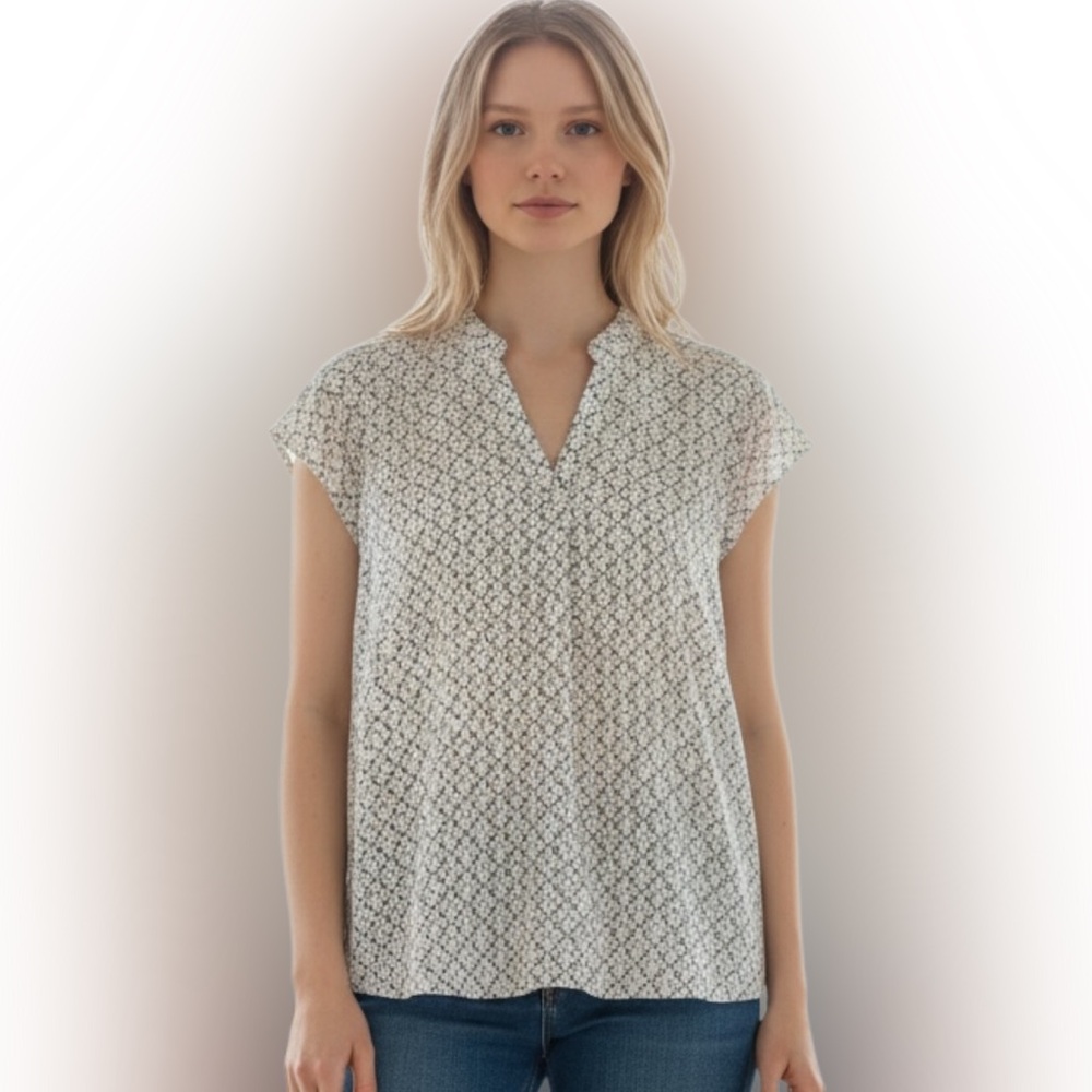 Hilary Radley Monochrome Patterned Blouse